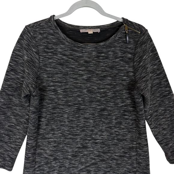 Ann Taylor LOFT Sweater Dress Women's Small Gray Knit Shoulder Zip Pullover - Picture 3 of 12